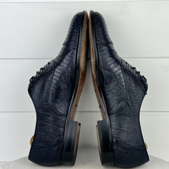 Vntg Lizard Blue Dress Shoes Men Sz 10.5 Made in Spain For Boyds of Philadelphia